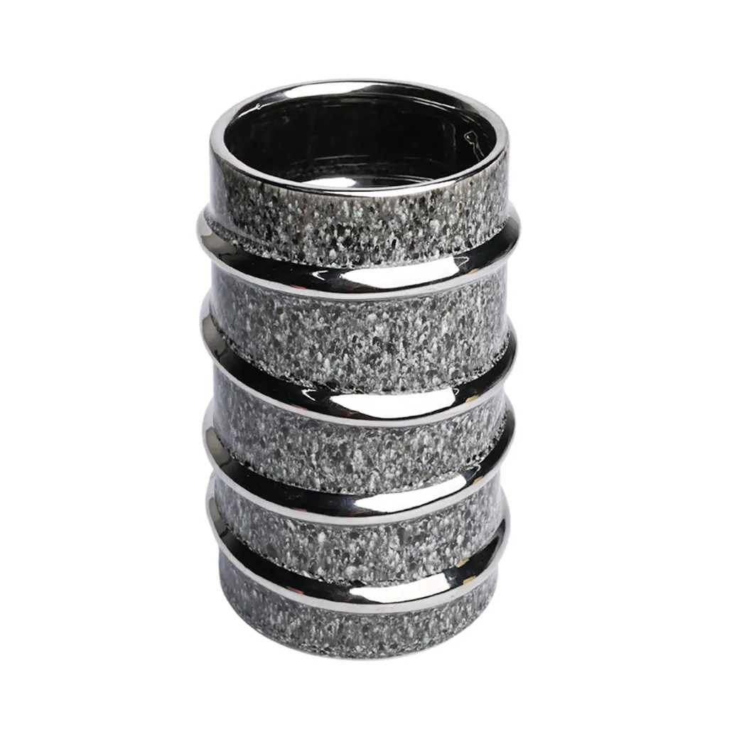 Silver Edge + Ribbed Vase