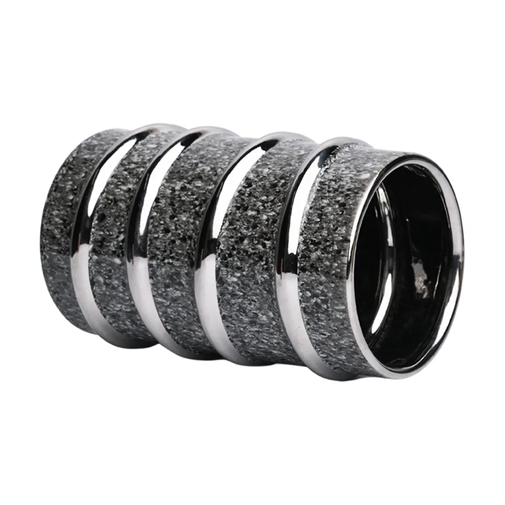 Silver Edge + Ribbed Vase