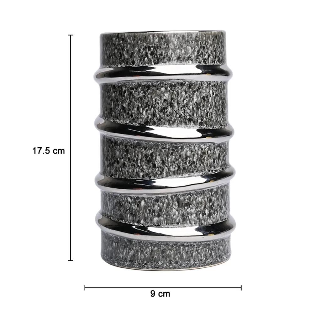 Silver Edge + Ribbed Vase