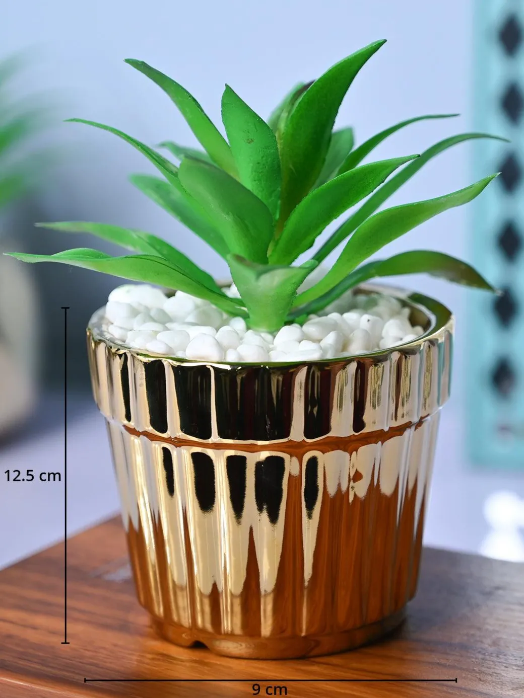 Sleek & Sophisticated - Stripe Design Faux Plant with Ceramic Pot