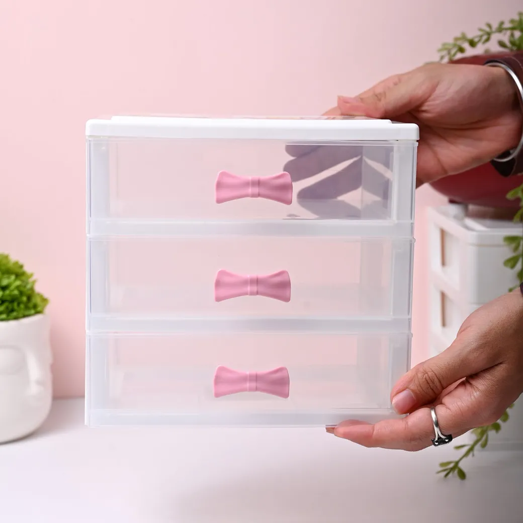 Small Desk 3-Layer Drawer, Love Cat Print