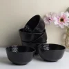 Soup Bowl, Hammered, Melamine, Black, Set of 6