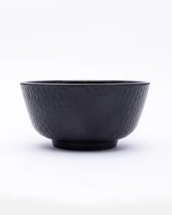 Soup Bowl, Hammered, Melamine, Black, Set of 6