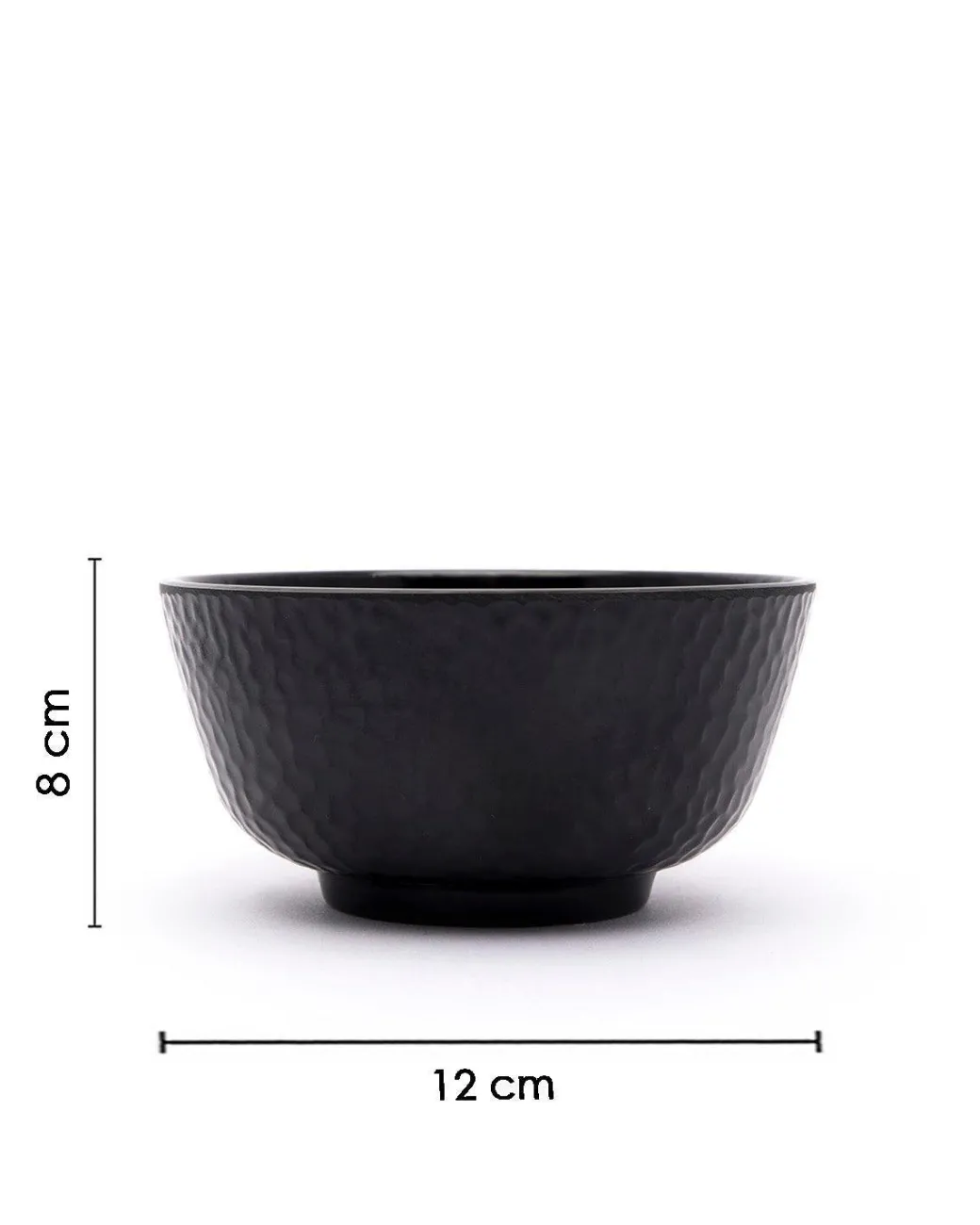 Soup Bowl, Hammered, Melamine, Black, Set of 6