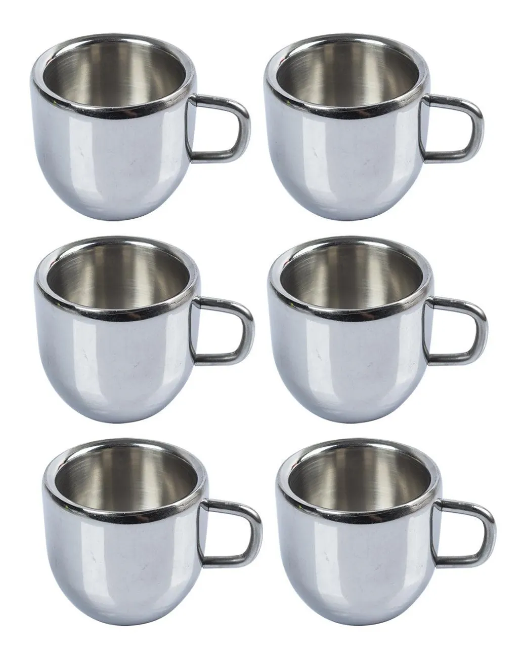 Stainless Steel Solid Tea & Coffee Mugs ( Set Of 6, 100 mL, Silver Colour)