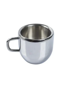 Stainless Steel Solid Tea & Coffee Mugs ( Set Of 6, 100 mL, Silver Colour)