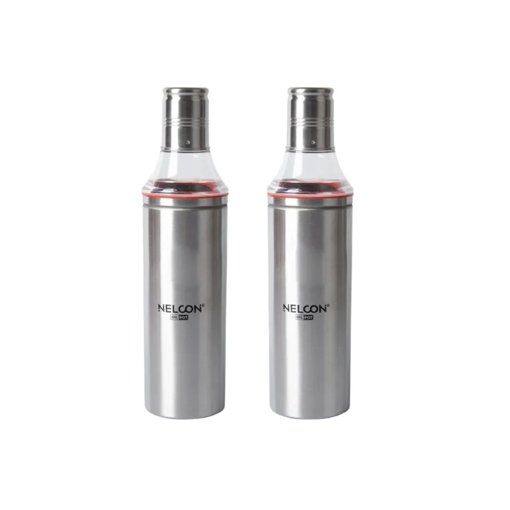 Steel Oil Dispenser Set Of 2 Pcs (Each 1000 Ml)