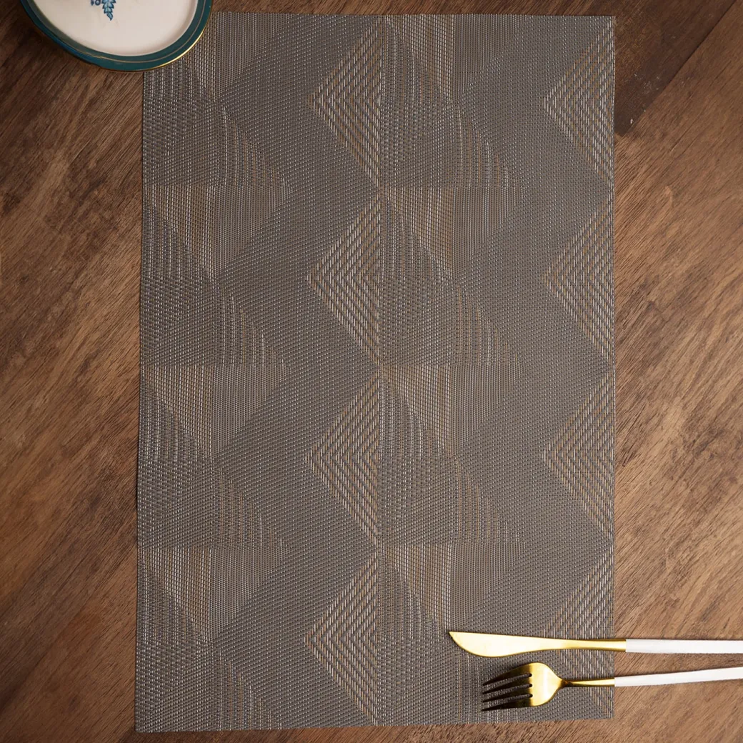 Stone Grey Tringle Pattern - Placemat Mat Set Of 4