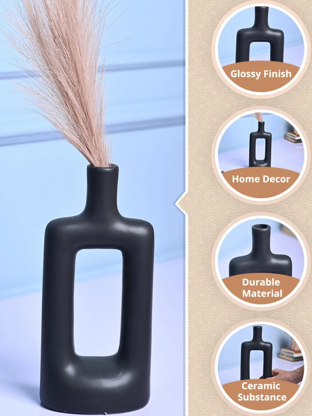 Stylish Black Ceramic Vase