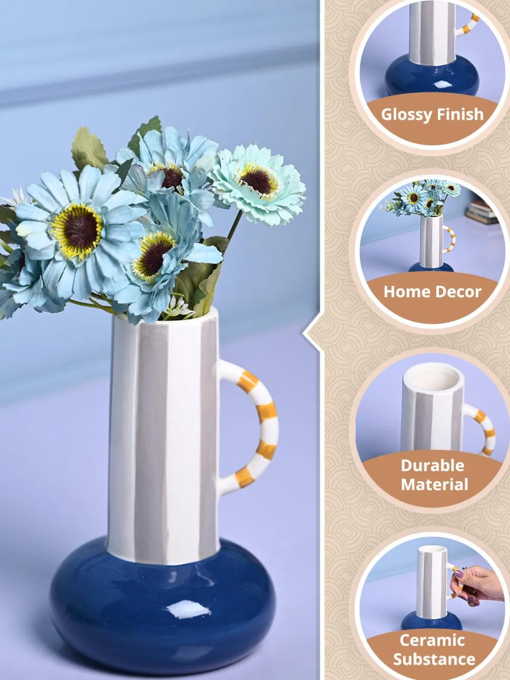 Stylish Blue Ceramic Vase