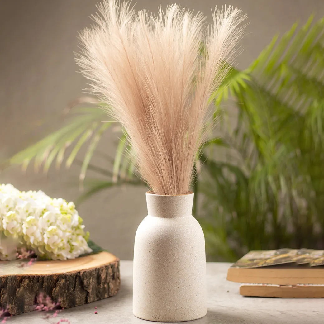 Stylish Flower Holder 'GOURD' Vase - Off White, Stone Finish