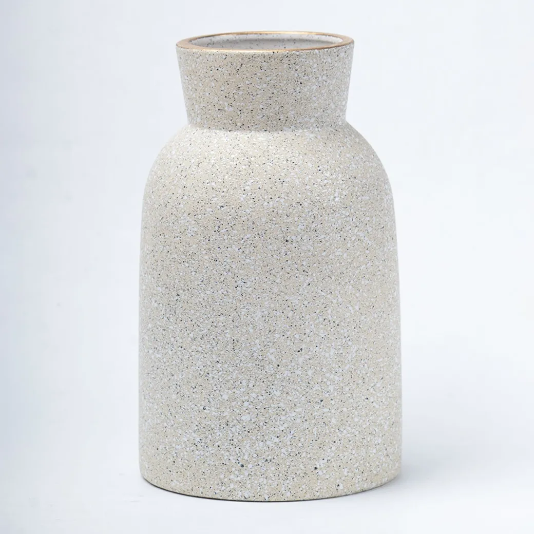 Stylish Flower Holder 'GOURD' Vase - Off White, Stone Finish