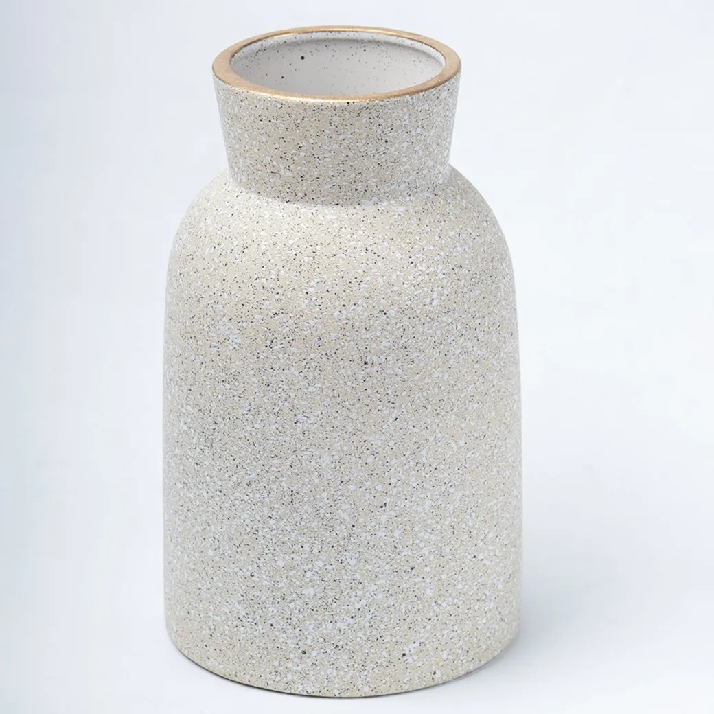Stylish Flower Holder 'GOURD' Vase - Off White, Stone Finish