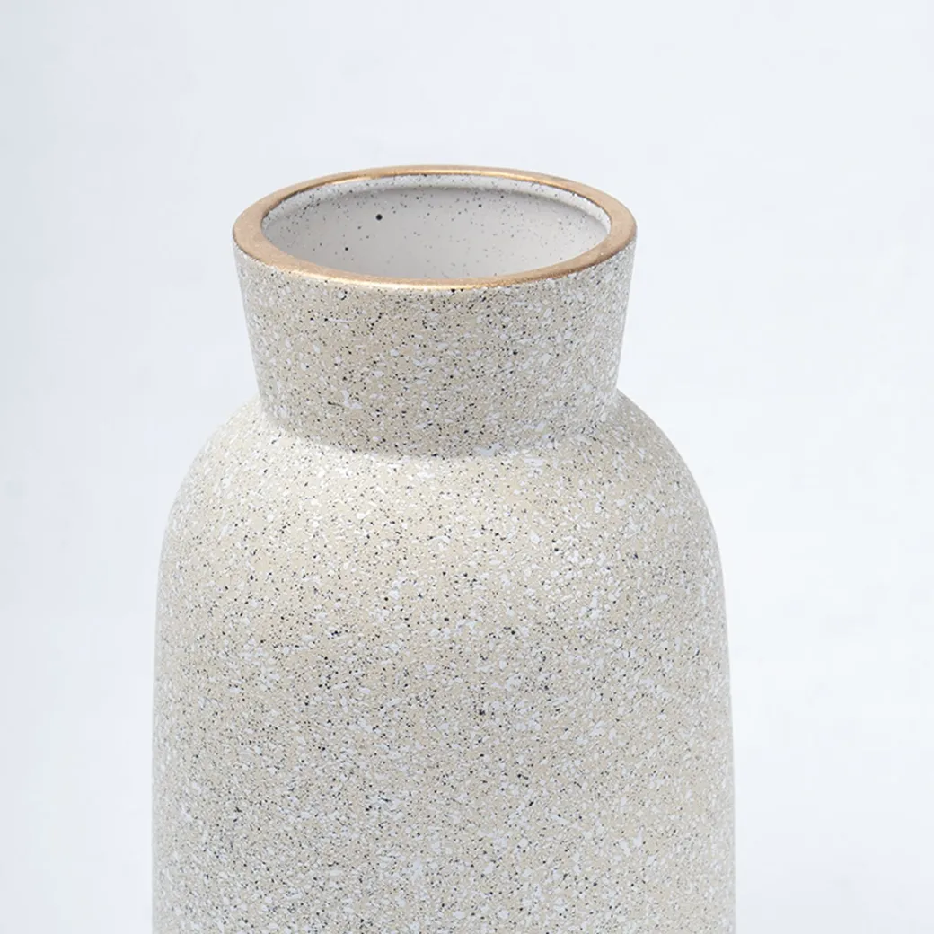 Stylish Flower Holder 'GOURD' Vase - Off White, Stone Finish