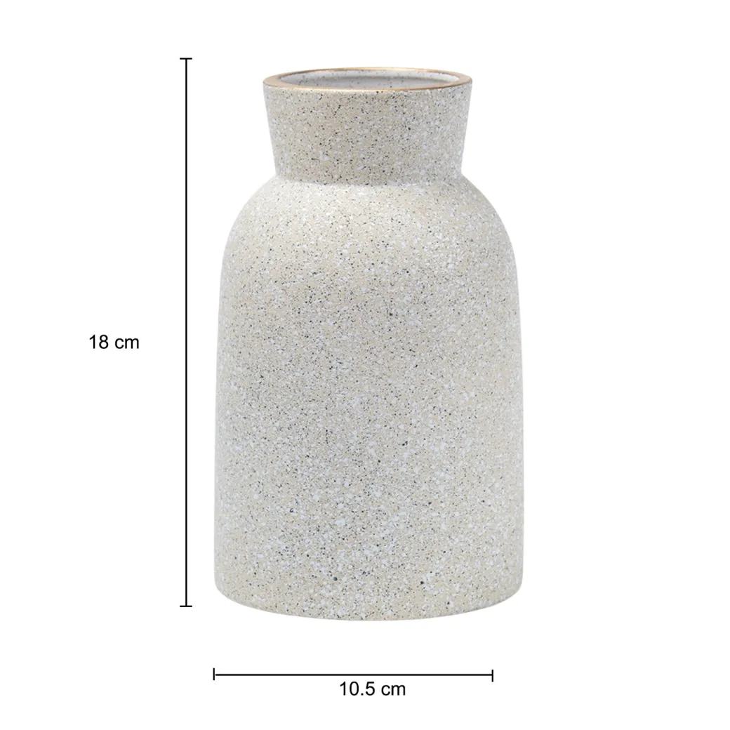 Stylish Flower Holder 'GOURD' Vase - Off White, Stone Finish