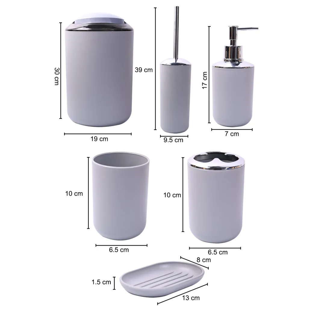 Stylish Grey Bathroom Set 6 Pcs