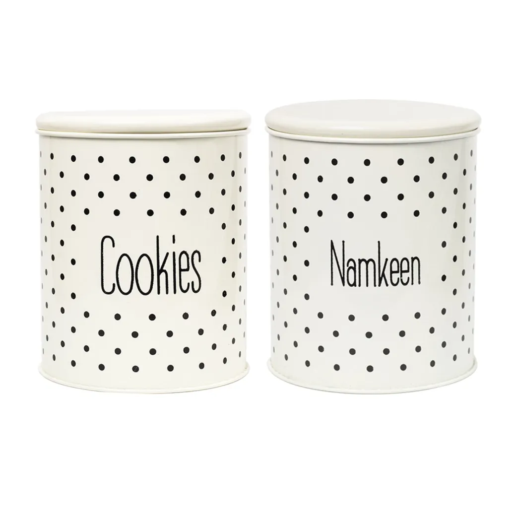 Stylish Ivory Cookie & Namkeen Jar (Each 1400 Ml)