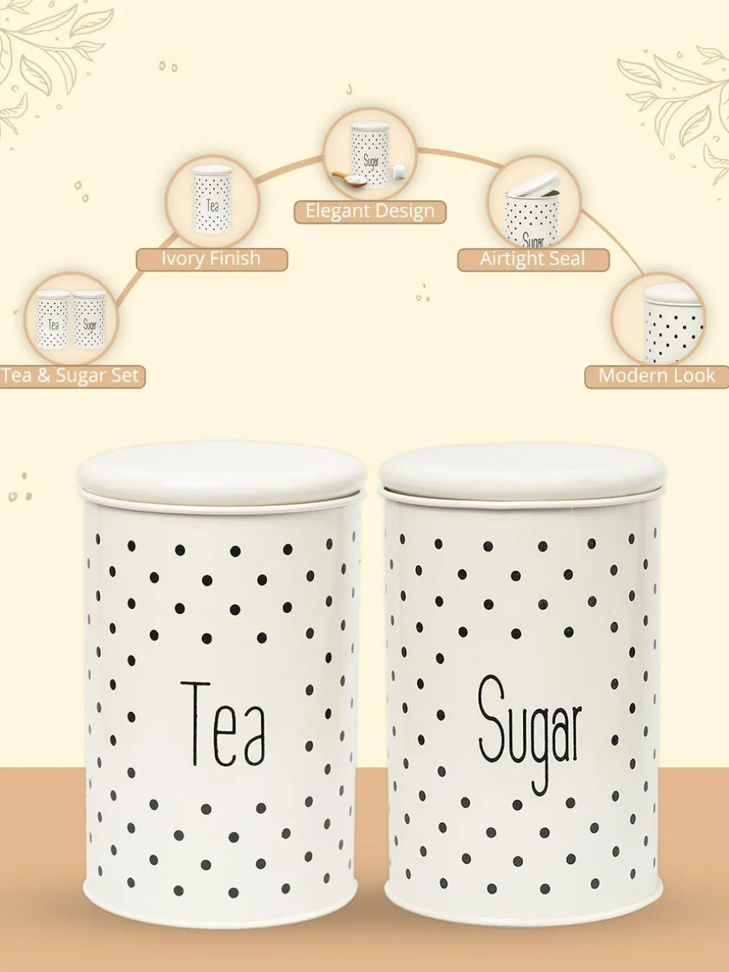 Stylish Ivory Tea & Sugar Jar (Each 1000 Ml)
