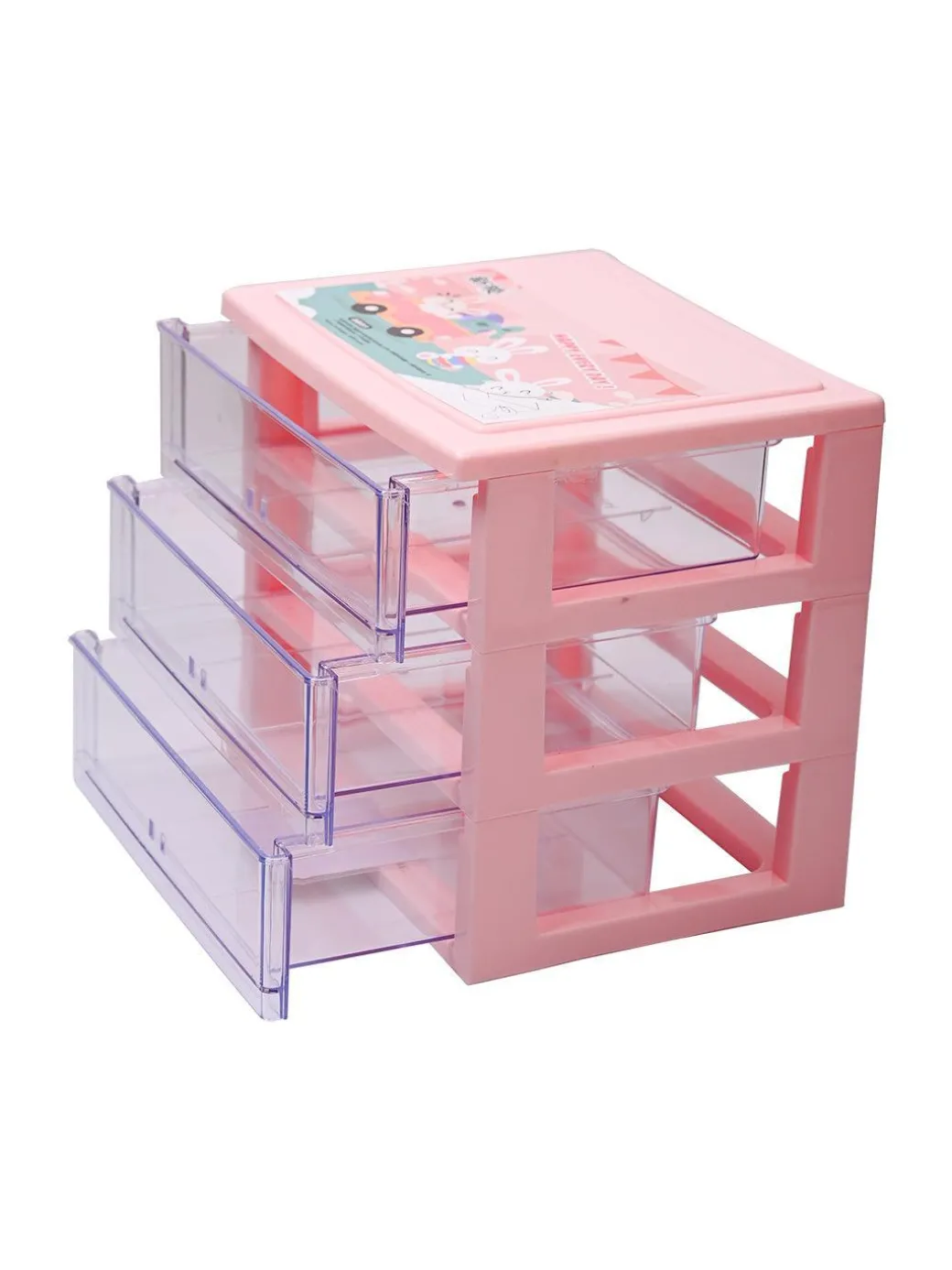 Stylish Pink 3 Layer Table Drawer