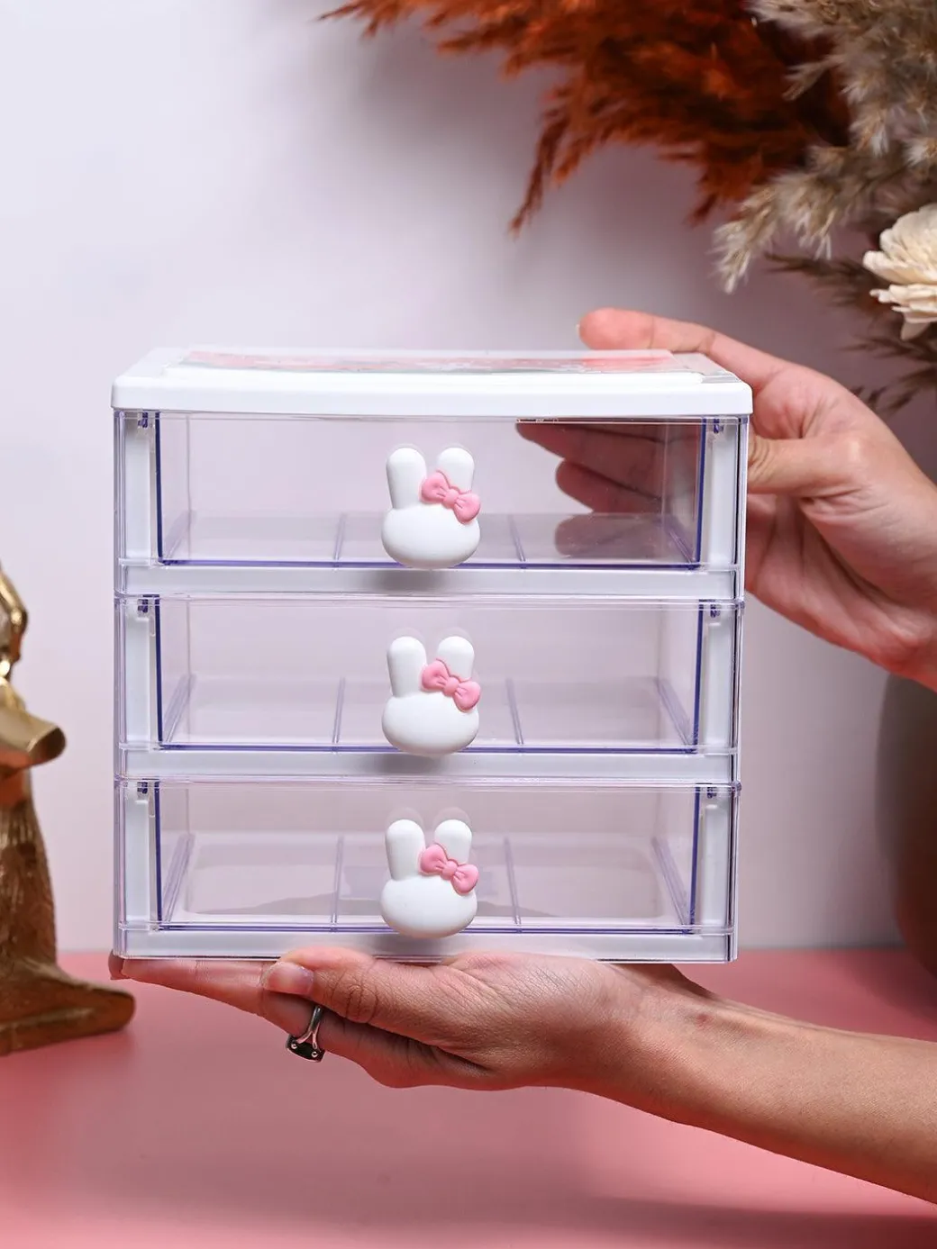 Stylish White 3 Layer Table Drawer