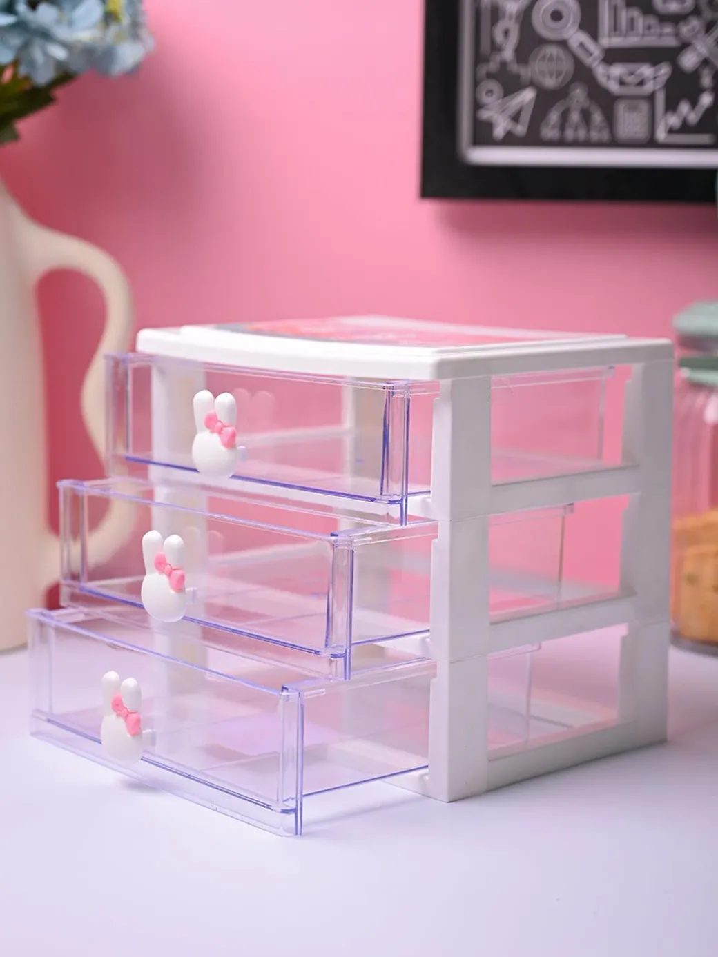Stylish White 3 Layer Table Drawer