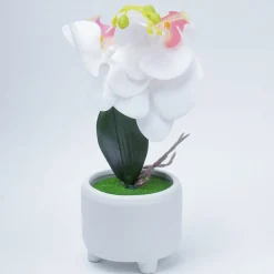 Stylish White Artificial Flowers With Pot - 10 X 10 X 34Cm