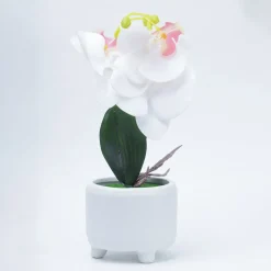 Stylish White Artificial Flowers With Pot - 10 X 10 X 34Cm