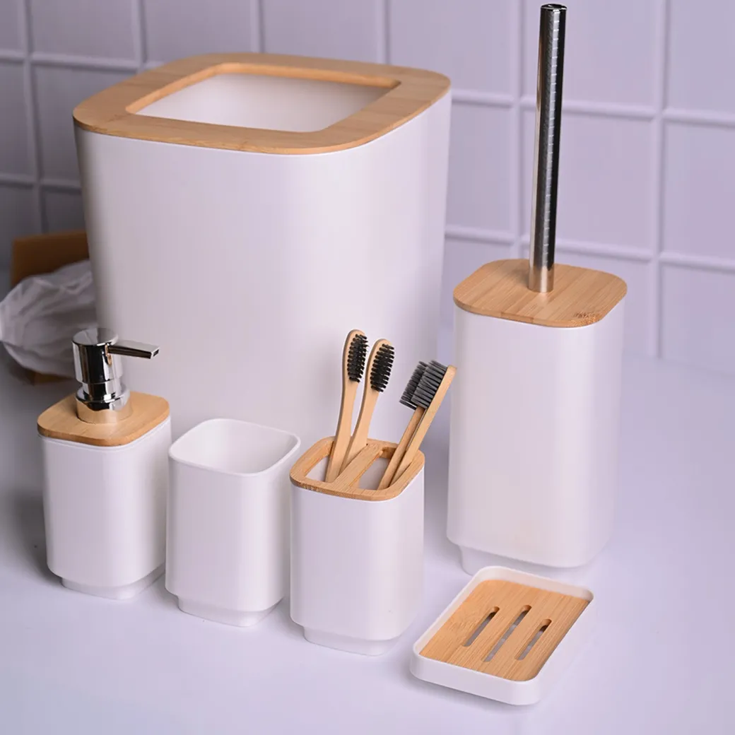 Stylish White Bathroom Set 6 Pcs