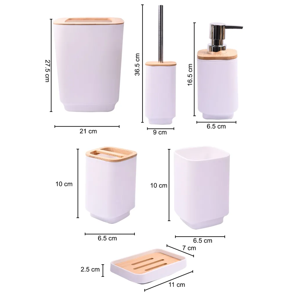 Stylish White Bathroom Set 6 Pcs