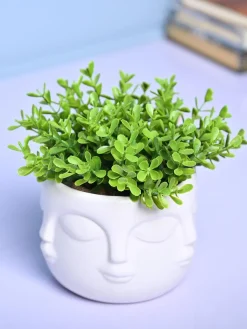 Stylish White Ceramic Face Vase