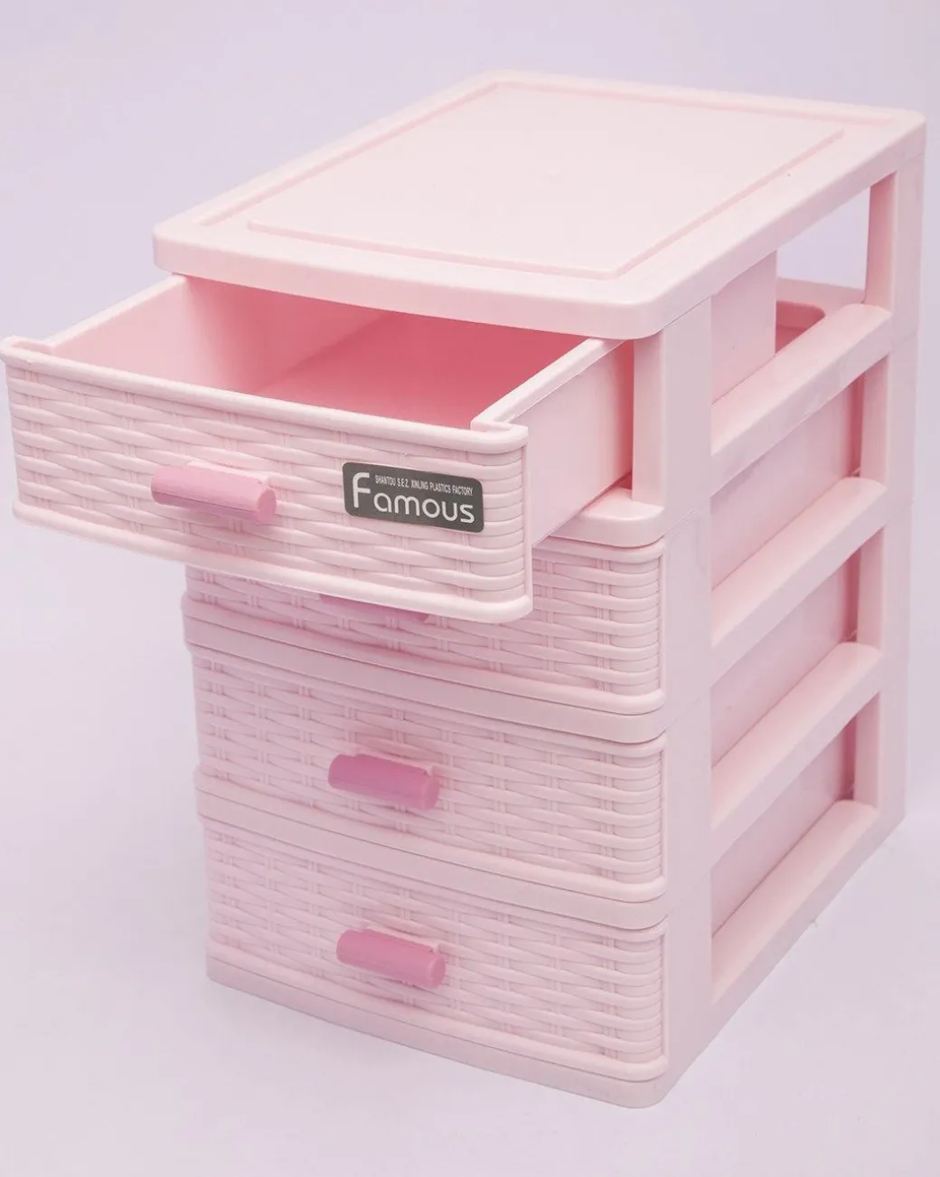 Table Drawer, Modern Design, 4 Layer Drawer, Pink, Plastic