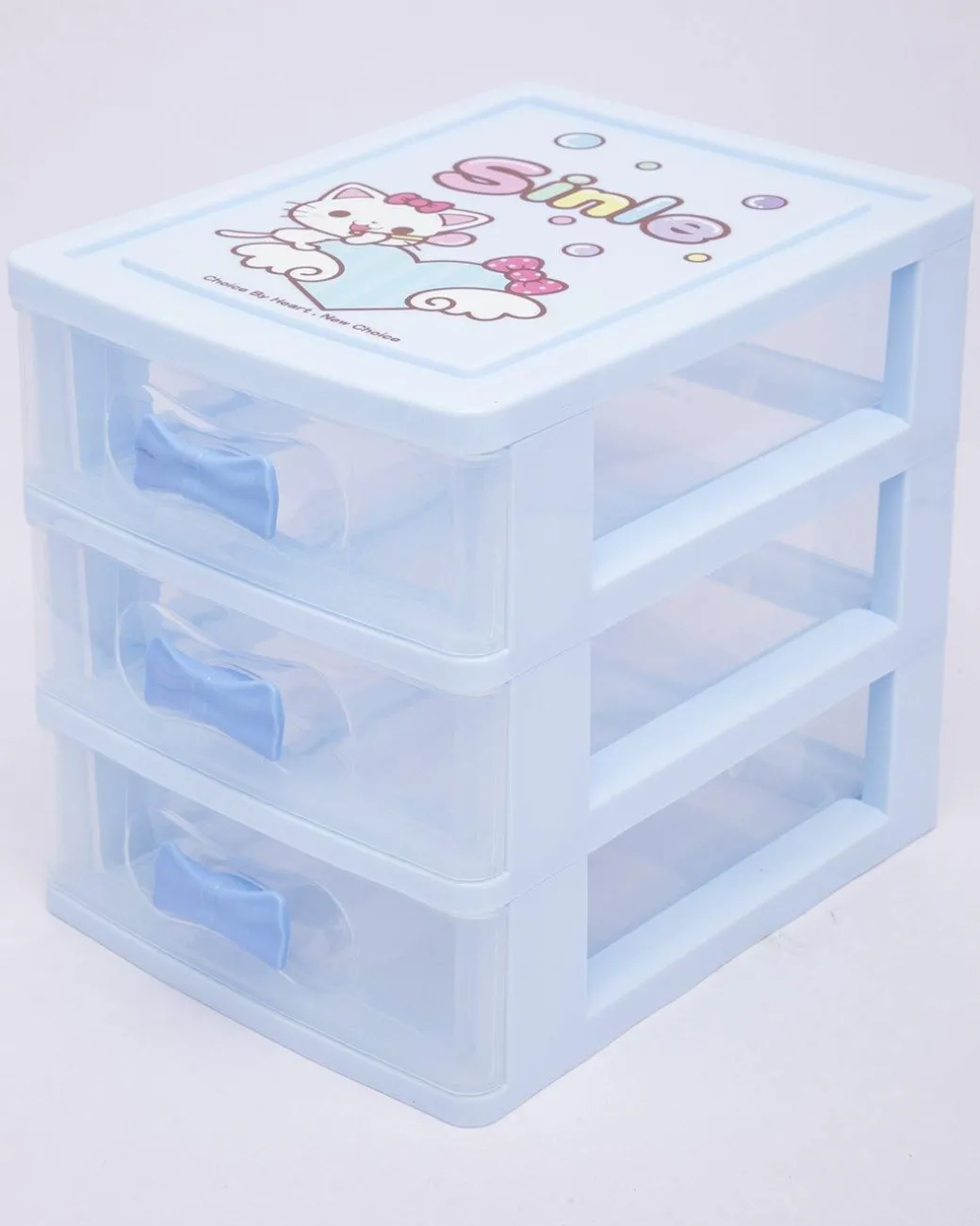 Table Drawer, Modern Design, 3 Layer Drawer, Blue, Plastic