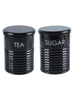 Tea & Sugar Jar - Set Of 2 (Black, Each 900 mL)