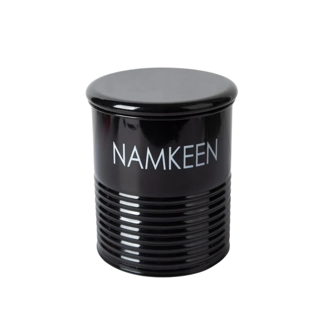 Tea & Sugar Jar (Each 900 Ml) + Biscuits & Namkeen Jar (Each 1700 Ml) - Black, Set Of 4