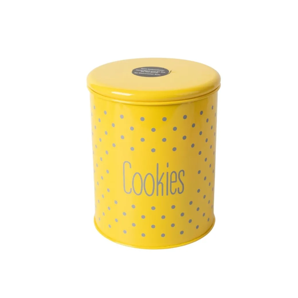 Tea & Sugar Jar (Each 900 Ml) + Cookie & Namkeen Jar (Each 1700 Ml) - Polka Dot Yellow, Set Of 4