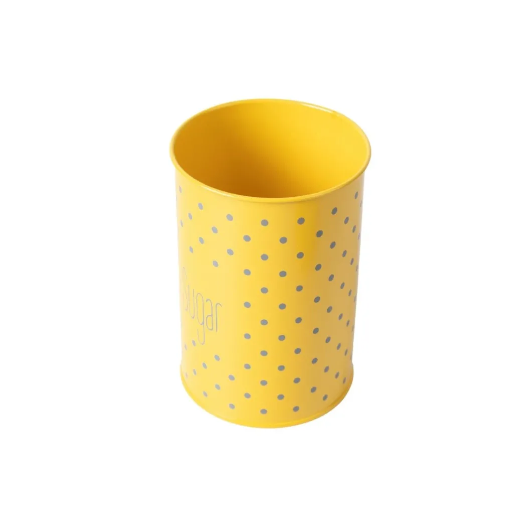 Tea & Sugar Jar (Each 900 Ml) + Cookie & Namkeen Jar (Each 1700 Ml) - Polka Dot Yellow, Set Of 4