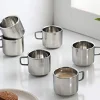 Tea Cups, Silver, Stainless Steel, Set of 6, 100 mL
