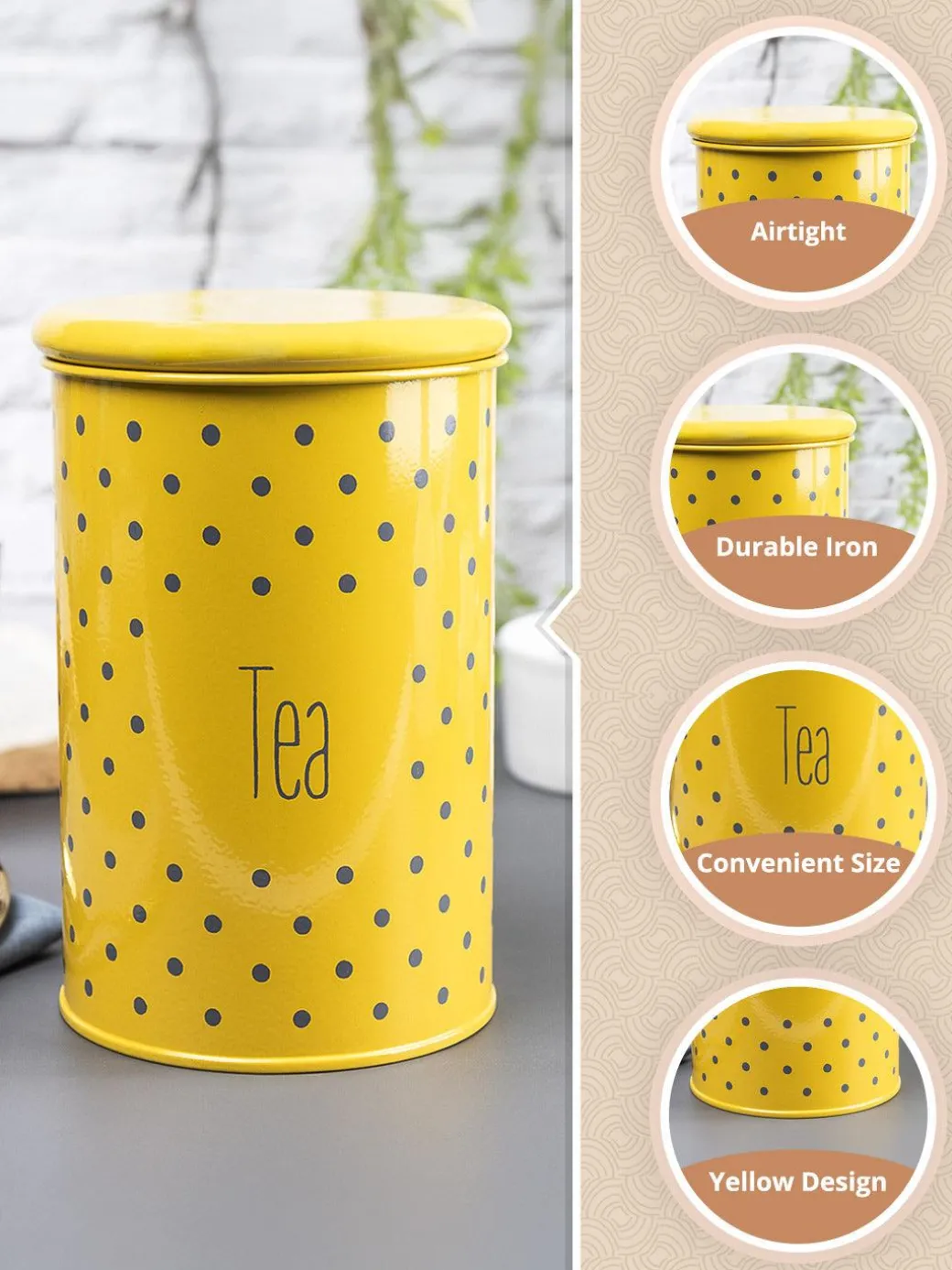 Tea Jar with Lid - (Yellow, 900mL)