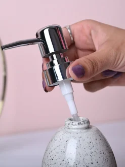 Textured Off-White Ceramic Soap Dispenser