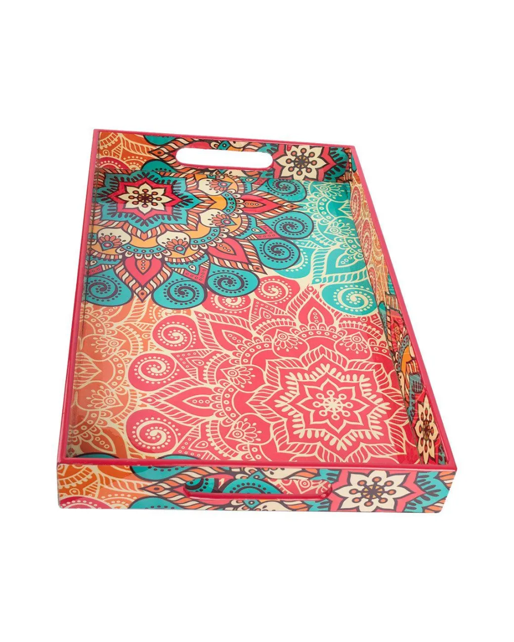 Traditional Multicolour Tray with Handle