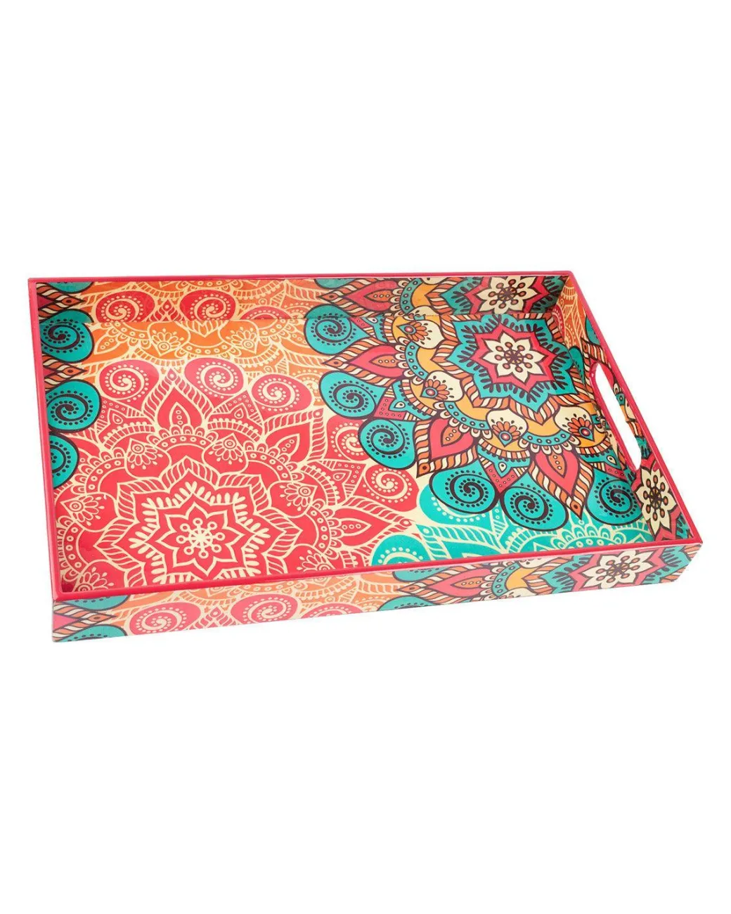 Traditional Multicolour Tray with Handle