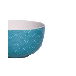 Turquoise Ceramic Bowl - 580Ml, Fish Scale