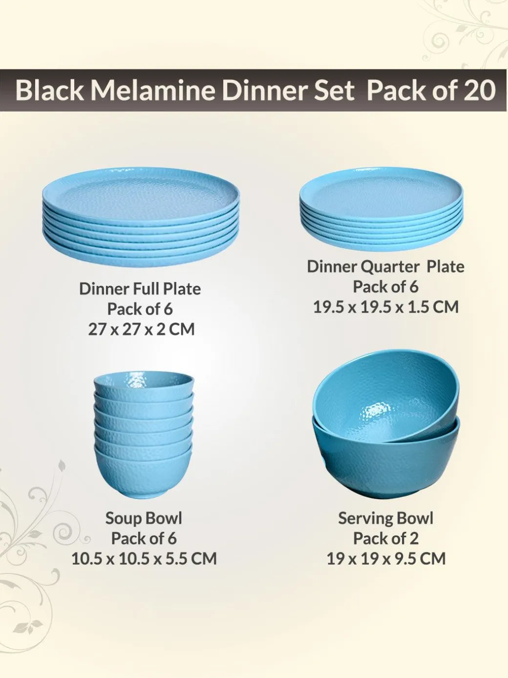 Turquoise Dinner Sets - 20 Pcs
