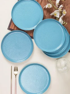 Turquoise Melamine Round Quarter Plate – Set of 6