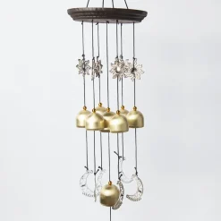 Unique Golden Decorative Wind Chime For Home - 11.5 X 11.5 X 55 Cm