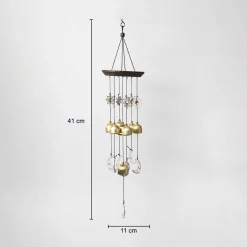 Unique Golden Decorative Wind Chime For Home - 11.5 X 11.5 X 55 Cm