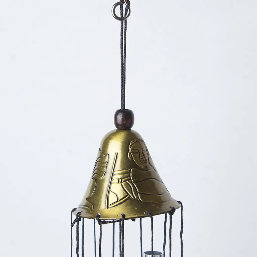 Unique Silver & Copper Decorative Wind Chime For Home - 7 X 7 X 53.5 Cm