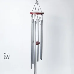 Unique Silver Decorative Wind Chime For Home - 10 X 10 X 76 Cm