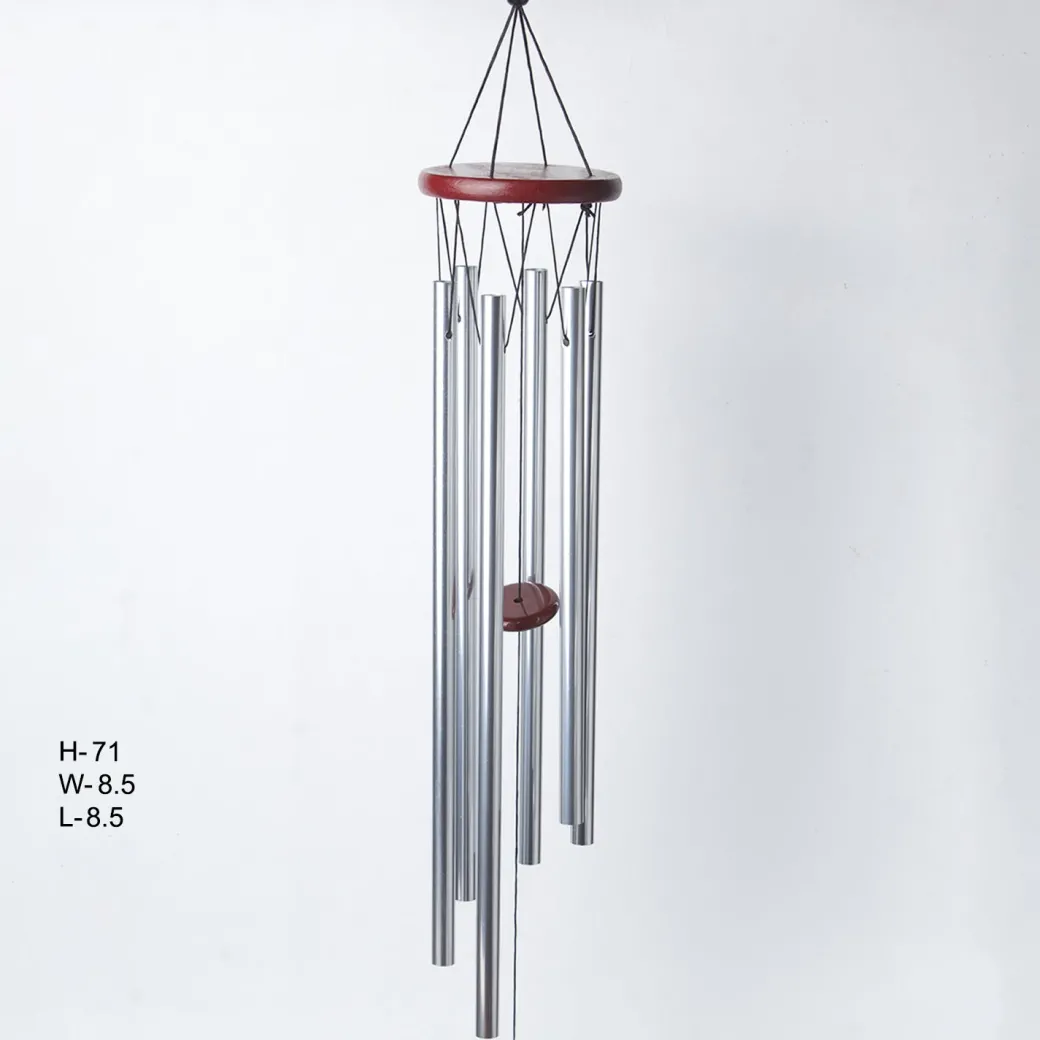 Unique Silver Decorative Wind Chime For Home - 10 X 10 X 76 Cm