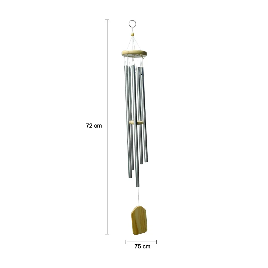 Unique Silver Decorative Wind Chime For Home - 8.5 X 8.5 X 78 Cm